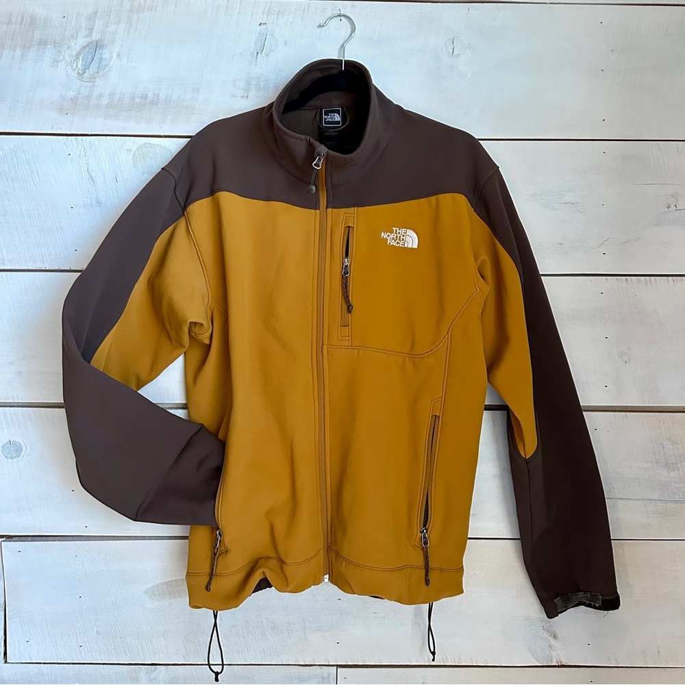 The North Face Men's Brown and Marigold Softshell Apex Jacket